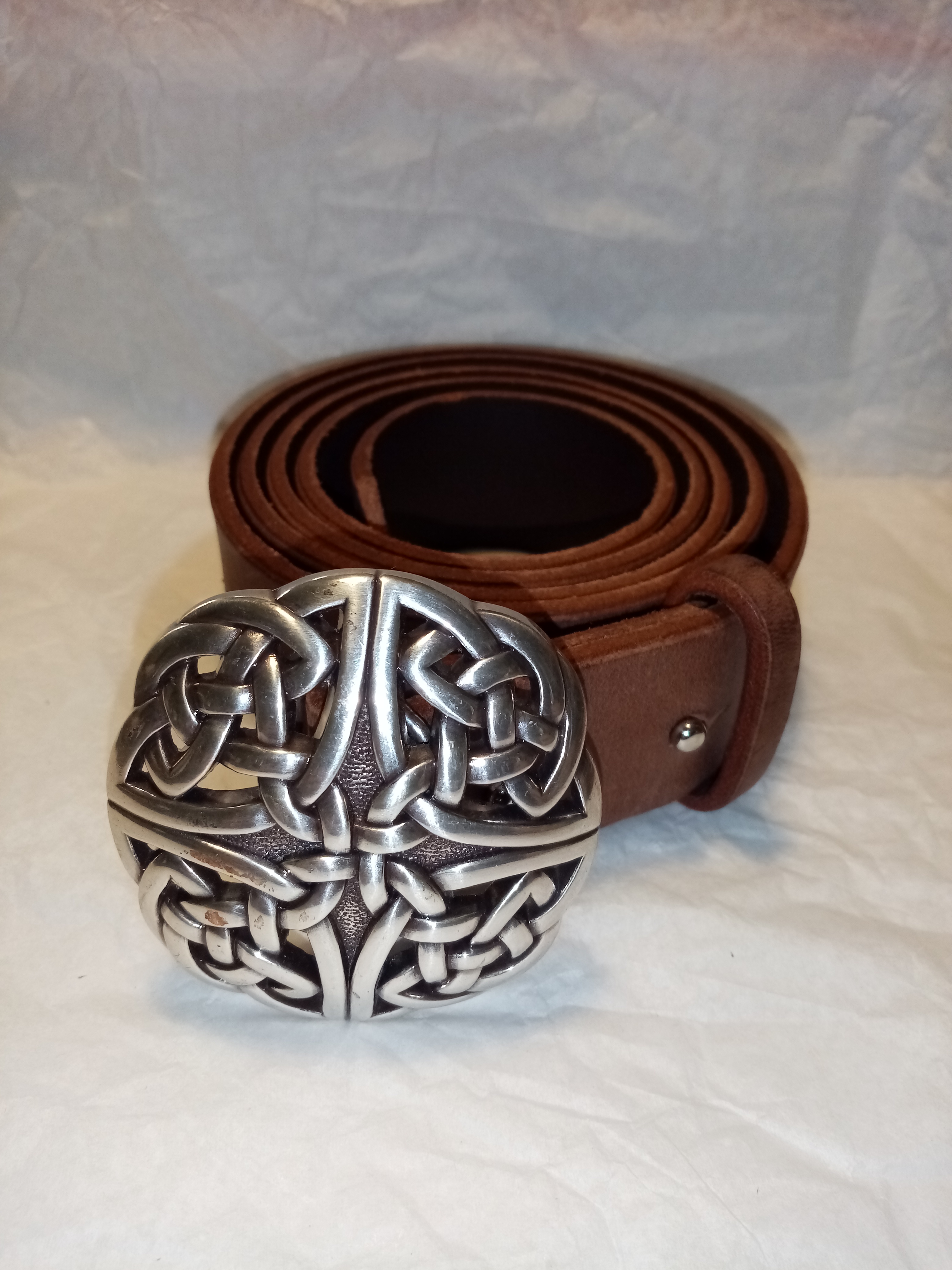 NEUF SCOTTISH antique celtique en Acier Boucle de ceinture avec ceinture en cuir-Choisir Taille